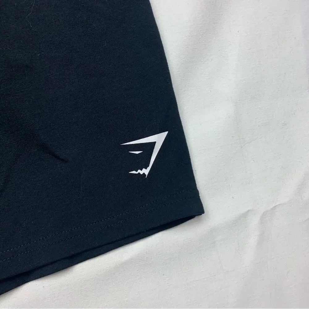 Gymshark Men's medium athletic Black Shorts with White Logo